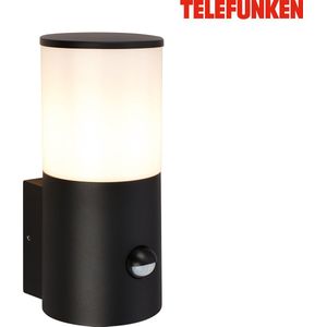 TELEFUNKEN - LED wandlamp - 322305TF - Bewegingsmelder - Schemersensor - IP44 - Verwisselbare lamp - 30 seconden lichtduur - 24 x 13,5 x 10,5 cm - Zwart