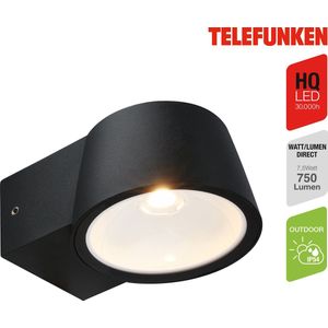 TELEFUNKEN - LED Wandlamp - 323005TF - IP54 - Warm wit licht - 7,5 watt - 700 lumen - 5,5 x 9,5 x 13 cm - Zwart