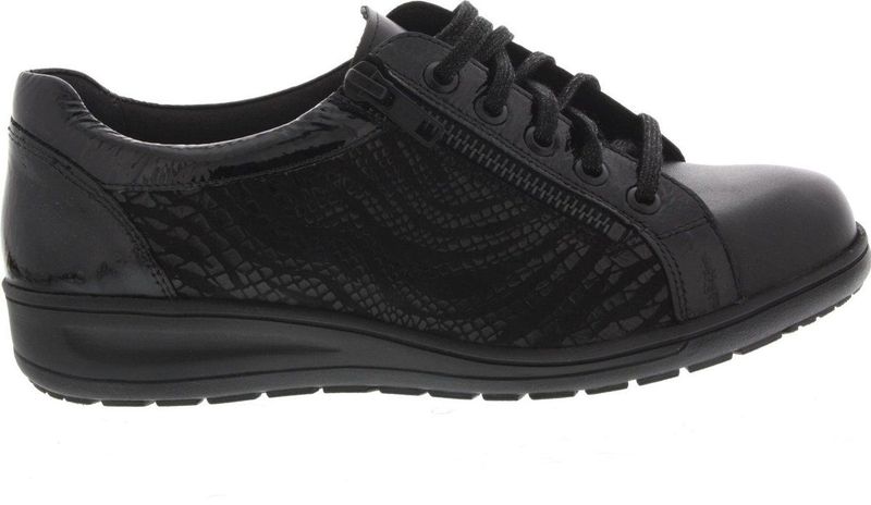 Solidus - Sneakers - Zwart - Vitello/Lak/Kroko Print - Extra Brede K-wijdte