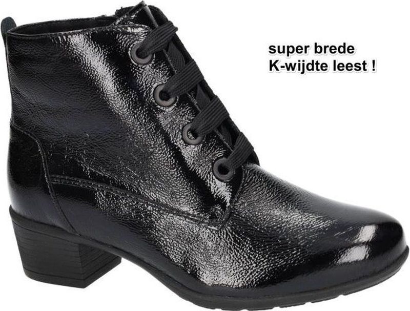 SOLIDUS - KERRY - Enkellaarsjes - Zwart - Lakleder - Comfortabel