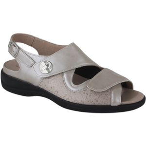Solidus - Dames - Sandalen - Beige - Leder/Stretch - Ergonomisch Comfort