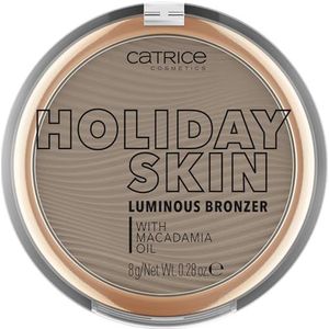 Catrice Holiday Skin Luminous Bronzing-poeder, nr. 020 Off To The Island, bruin, verzorgend, gladmakend, met oliën, stralend, natuurlijk, veganistisch, waterbestendig, microplastic deeltjes vrij (8g)