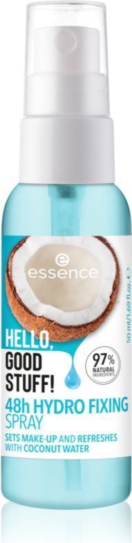essence HELLO, GOOD STUFF! 48h HYDRO FIXING SPRAY, Transparent, feuchtigkeitsspendend, fixierend, erfrischend, natürlich, strahlend frisch, vegan, ölfrei, ohne Alkohol, ohne Parabene, 1er Pack (50ml)
