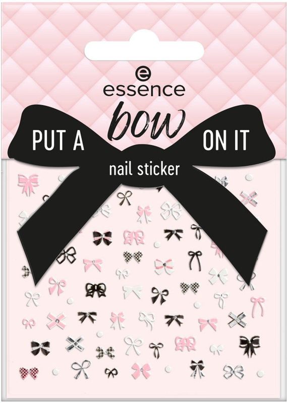 essence - PUT A bow ON IT - Nagelstickers - Wit, Zwart, Zilver, Lichtroze - 75 st