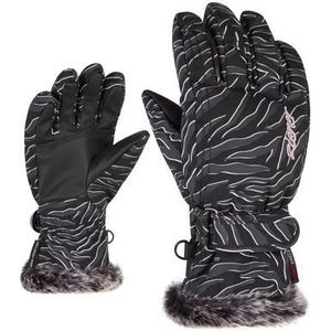 Ziener KEM MITTEN lady glove ski-handschoenen/wintersport, zwart (zebra print), 4.5