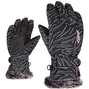 Ziener Dames KEM MITTEN lady glove skihandschoenen/wintersport, zwart (zebra print), 7.5