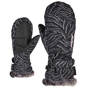 Ziener Meisjes LED MITTEN GIRLS handschoen junior skihandschoenen / wintersport | warm, ademend, zwart (zebra print), 3.5