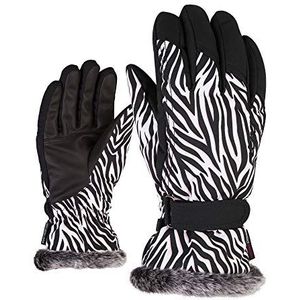 Ziener KIM Lady Glove Skihandschoenen voor dames, wintersport, warm, ademend, wilde zebraprint, 8,5