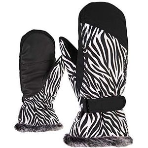Ziener Dames KEM MITTEN Lady Glove Skihandschoenen / wintersport, zwart (wilde zebra print), 6