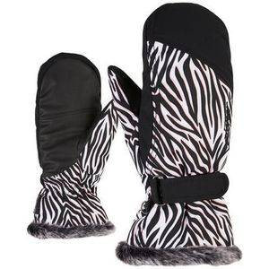 Ziener KEM MITTEN lady glove ski-handschoenen/wintersport, zwart (wild zebra print), 7