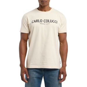 Carlo Colucci Shirt 'Di Comun'  beige / zwart
