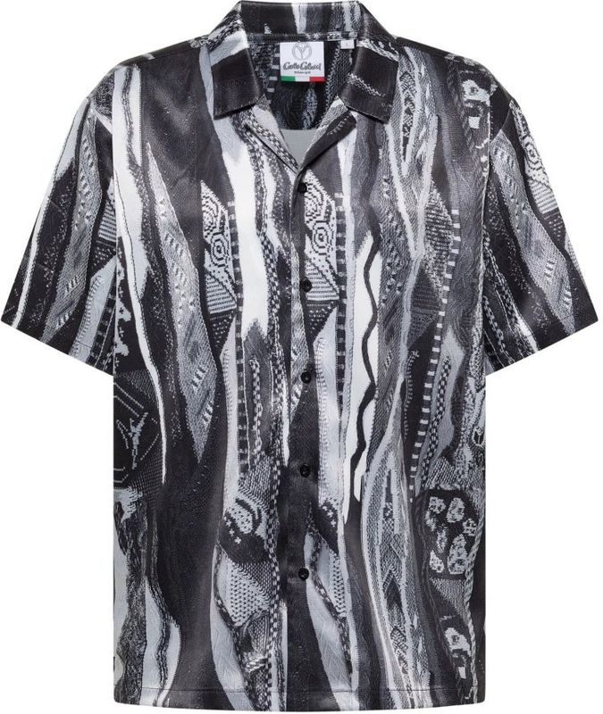 Carlo Colucci - C5081 - Overhemd - Zwart Multicolor - 97% Polyester/3% Elasthan