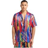 Carlo Colucci - Shirt C5081 - Petrol Multicolor - 97% Polyester/3% Elasthan