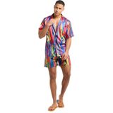 Carlo Colucci - Shirt C5081 - Petrol Multicolor - 97% Polyester/3% Elasthan