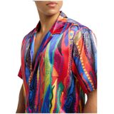 Carlo Colucci - Shirt C5081 - Petrol Multicolor - 97% Polyester/3% Elasthan