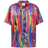 Carlo Colucci - Shirt C5081 - Petrol Multicolor - 97% Polyester/3% Elasthan
