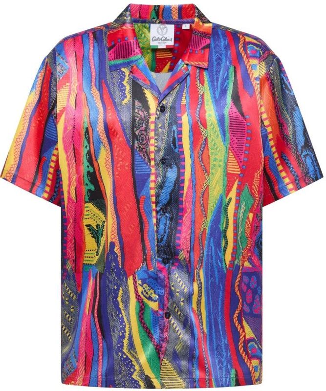 Carlo Colucci - Shirt C5081 - Petrol Multicolor - 97% Polyester/3% Elasthan