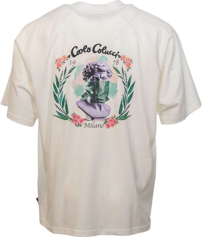 Carlo Colucci - Mediterrane Oversize Backprint T-Shirt - Wit - Heren - 100% Katoen