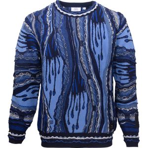 Carlo Colucci - Ernandes - Gebreide Trui - Navy / Hemelsblauw / Wit