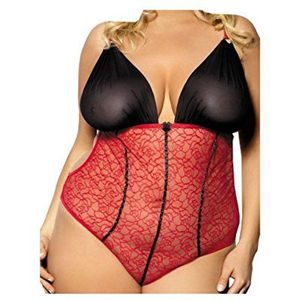 Anais Apparel Size Plus damesstringbody XL+, rood/zwart