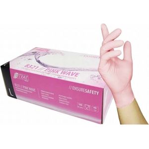 Nitras 8321 pink wave Nitril wegwerphandschoenen maat M -100stuks - roze- nitril -handschoenen