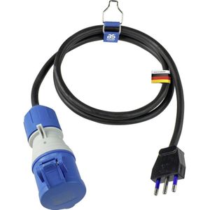 as - Schwabe CEE-Adapterleitung, Italienischer Standard 1,5 m, 230 V / 16 A / 3-polig, Italienischer Stecker Typ L (16 A) & CEE- Kupplung mit powerlight Spannungsanzeige und Klappdeckel, IP44, 360486