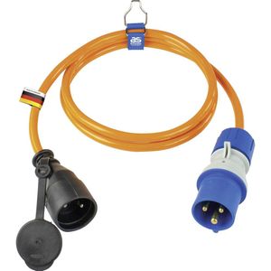 as - Schwabe Caravan CEE adapterkabel 1,5 m polyurethaan kabel, CEE-stekker met Powerlight spanningsweergave en geaarde stopcontact, IP44 met beschermkap, 3-polig, Made in Germany, oranje I 862435