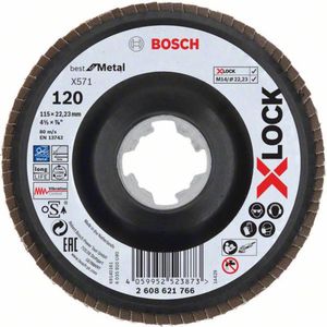 Bosch Accessoires X-LOCK Lamellenschijf schuin, kunststof Ø115mm, G 120, X571, 
Best for Metal - 2608621766