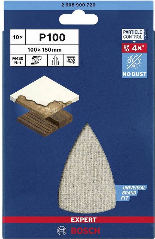 Bosch - EXPERT M480 - Schuurnet - Ongeperforeerd - Korrelgrootte 100 - 150 mm x 100 mm - 10 Stuks