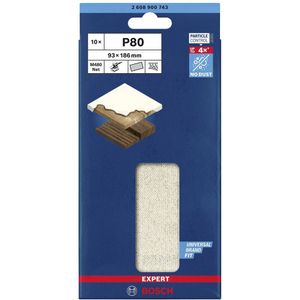 Bosch 10x EXPERT M480 schuurnet (voor Verf op hout, Hardhout, Ø 93x186 mm, Korrel 80, Professional Accessoires Vlakschuurmachine)