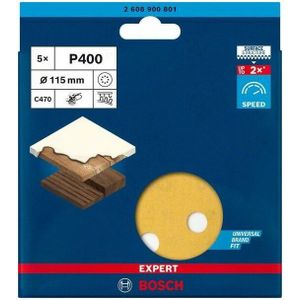 Bosch Accessoires Expert C470 schuurpapier voor excenterschuurmachines 115 mm, 8 gaten, K400 5-delig - 2608900801