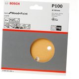 Bosch Professional 5x Expert C470 schuurpapier met 6 gaten (voor Hardhout, Verf op hout, Ø 150 mm, Korrel 100, accessoires Excenterschuurmachine)