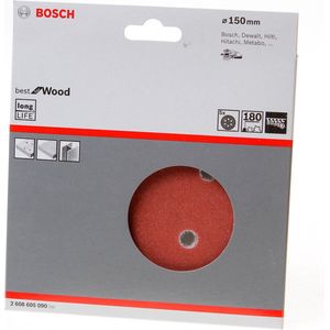 Bosch Professional 5x Expert C470 schuurpapier met 6 gaten (voor Hardhout, Verf op hout, Ø 150 mm, Korrel 180, accessoires Excenterschuurmachine)
