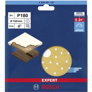 Bosch Accessoires Expert C470 schuurpapier voor excenterschuurmachines 150 mm, multigaten, K180 5-delig - 2608901107