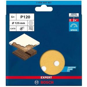 Bosch 50x EXPERT C470 schuurpapier (voor Verf op hout, Hardhout, Ø 125 mm, Korrel 240, Professional Accessoires Excenterschuurmachine, Vlakschuurmachine)