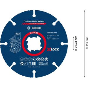 Bosch 2608901192 EXPERT X-LOCK Doorslijpschijf Carbide Multi Wheel 115mm