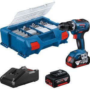 Bosch GSR 18V-55 Schroefmachine - Incl. accessoire set - Met 2x 18V accu's en lader