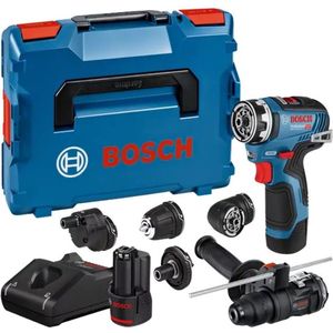 Bosch Professional 12V systeem accuboormachine GSR 12V-35 FC (incl. 4 x opzetstuk, 2 x accu GBA 12 V 3,0 Ah, oplader GAL 12V-40, extra handgreep, in L-BOXX)
