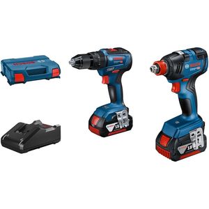 Bosch Blauw Combopack GSB 18V-55 Accu schroef-klopboormachine + GDX 18V-200 Slag(moer)schroevendraaier | 2 x 4.0Ah accu's + lader - 06019J2208