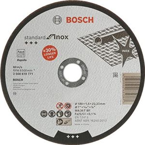 Bosch Accessories 1x Standard for Inox Doorslijpschijf (voor Roestvrij Staal, Ø 180 x 1,6 x 22,23 mm, Recht, Accessoires Haakse Slijpers)