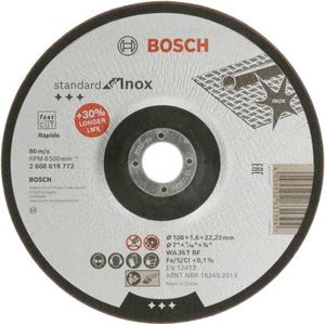 Bosch Accessories 1x Standard for Inox Doorslijpschijf (voor Roestvrij Staal, Ø 180 x 1,6 x 22,23 mm, Verdiept Centrum, Accessories Haakse Slijpers)