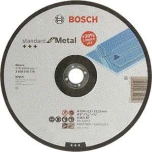 Bosch Accessories 1x Standard for Metal Doorslijpschijf (voor Metaal, Ø 230 x 2,5 x 22,23 mm, Verdiept Centrum, Accessoires Haakse Slijpers)