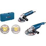 Bosch Blauw GWS 22-230 J haakse slijper | 230mm 2200w | + GWS 7-125 Haakse Slijper + diamantschijven - 06018C130A