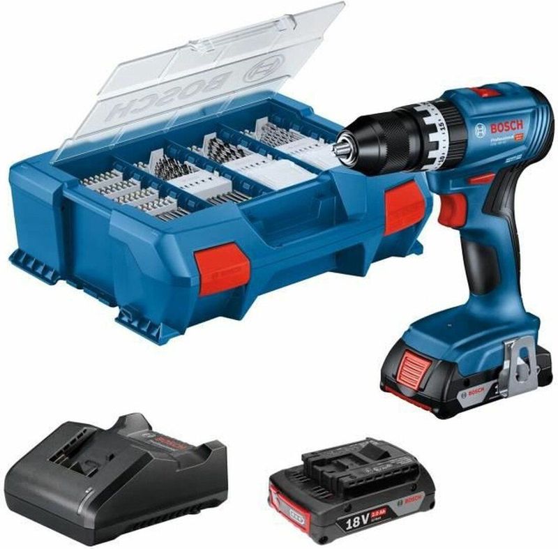 Bosch Professional GSR 18V-45 Accu schroefboormachine 18V 2.0Ah + 82-delige accessoireset - 06019K3306