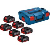 Bosch Professional 18V System accuset: 6x GBA 18V 4.0Ah (incl. 1/1 L-BOXX-inlay voor startersets, in L-BOXX 136)