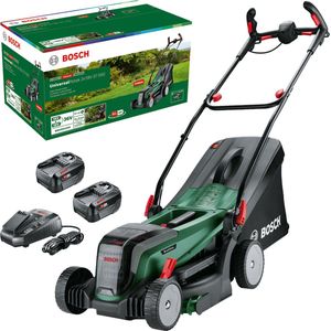 Bosch Home and Garden accumaaier UniversalRotak 2x18V-37-550 (max. 500 m2 met 2 x 4,0 Ah accu; 18 Volt System; maaibreedte: 37 cm; 2 x 18 V 4,0 Ah accu en oplader)