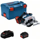 Bosch Professional accucirkelzaagmachine GKS 18V 57-2 (165 mm zaagblad, zaagdiepte van 57 mm, 2 ProCORE-accu's van 5,5 Ah, oplader GAL 1880 CV, in L-BOXX)