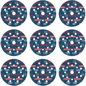 Bosch 2608902407 EXPERT Schuurschijfset - 9-delig - 125 Mm - K80/K120/K180
