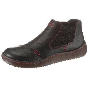 Rieker - Chelsea-boots - Zwart - Ankle Boot - Instapschoen met Gedessineerde Stretch Inzet