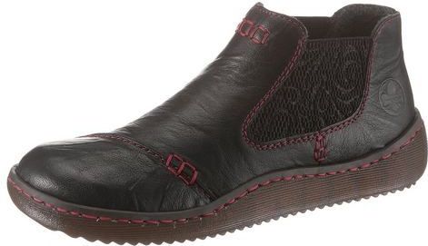 Rieker - Chelsea-boots - Zwart - Ankle Boot - Instapschoen met Gedessineerde Stretch Inzet